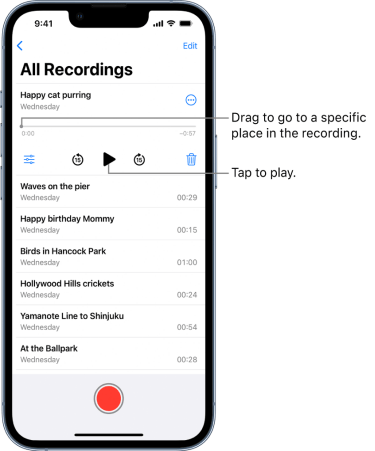 New features in the voice memo