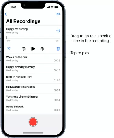 New features in the voice memo